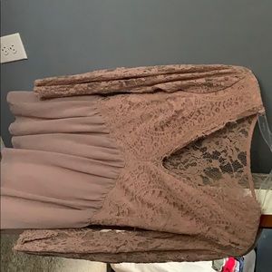 tan lace top dress